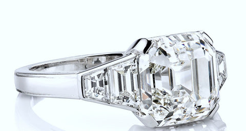 4.51ct F-VS1 Platinum Asscher Diamond Engagement Ring JEWELFORME BLUE GIA certified
