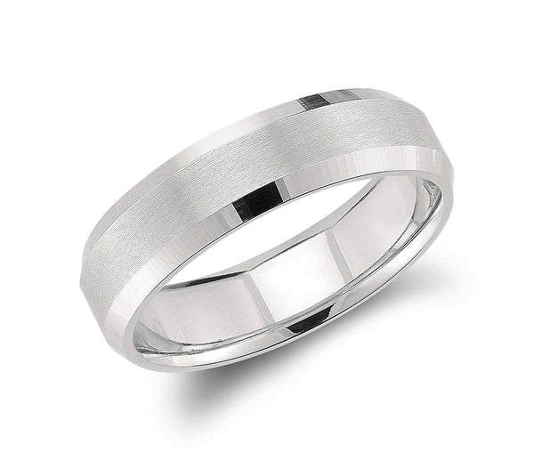 Beveled Men's Wedding Ring 14kt White Gold Anniversary Bridal Birthday ...