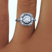 2.03ct  H-SI2 Art Deco Round Diamond Engagement Ring  GIA certified 18kt  JEWELFORME BLUE