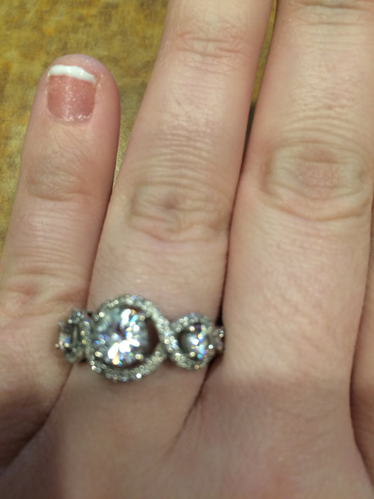 2.10ct F-SI1 14kt White Gold Halo Round Diamond Engagement Wedding set JEWELFORME BLUE