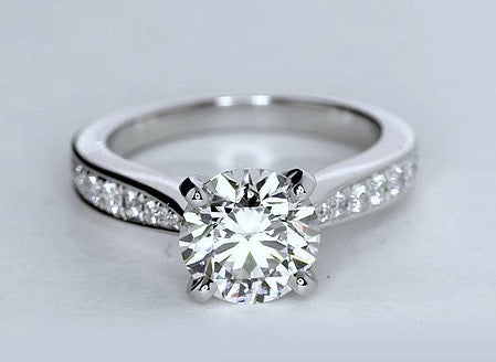 0.25ct G-VS Platinum Round Diamond Engagement Ring setting JEWELFORME BLUE