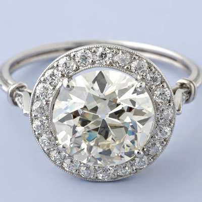 2.01ct Art Deco Round Diamond Engagement Ring EGL GIA certified 18kt