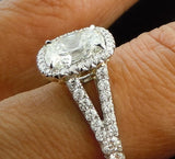 4.90ct Cushion cut Moisssanite & Diamond Engagement Ring 18kt JewelformeBlue