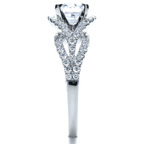 2.10ct E-SI1 Round Diamond Halo Engagement Ring Platinum JEWELFORME BLUE