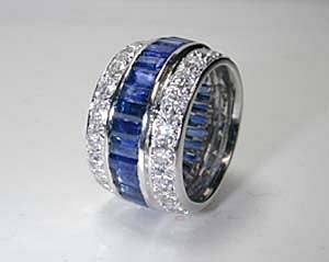 6.84ct Diamond Sapphire Eternity Wedding Ring Platinum JEWELFORME BLUE