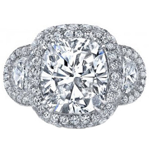 5.68ct Cushion Diamond & Half Moon Diamonds Engagement ring JEWELFORME BLUE GIA certified