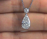 18kt White Gold 0.62ct Pear Shape Diamonds Pendant G IF 18" Chain 18K Internally Flawless