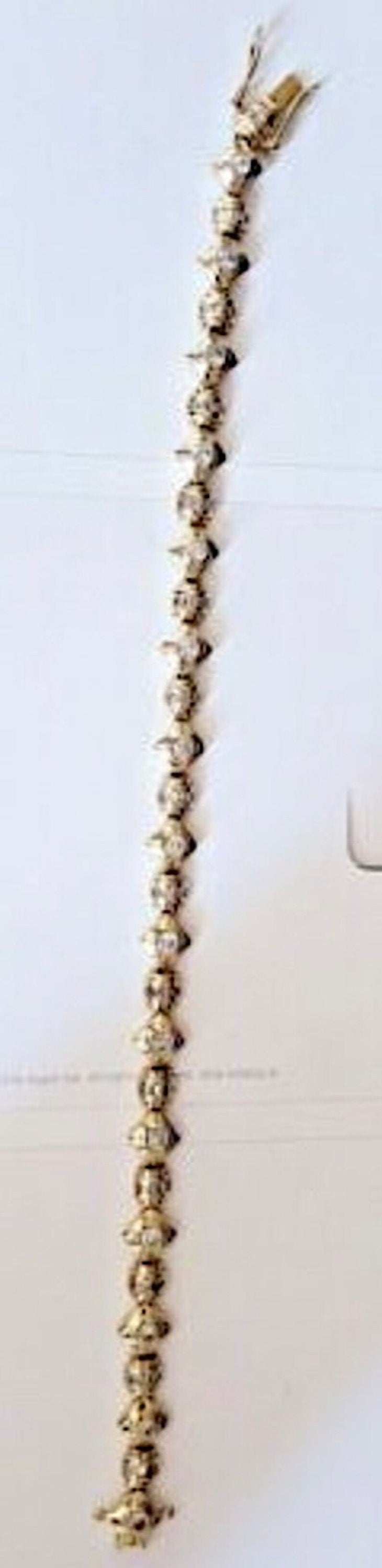 3.09ct 14kt Yellow Gold Diamond Bracelet Round and baguettes Tennis Bracelet