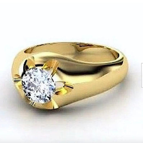 18kt 0.75ct Gypsy Diamond Ring Mens Ring 18kt Yellow Gold