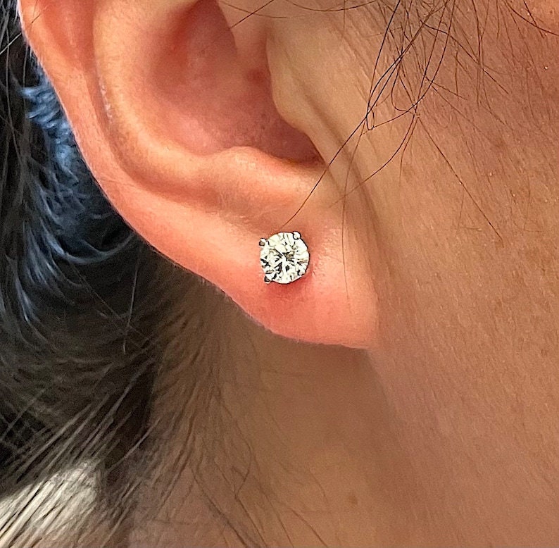 1.15ct Platinum Diamonds Earrings G VS Round Cut Diamond Screw Backs Studs Earrings