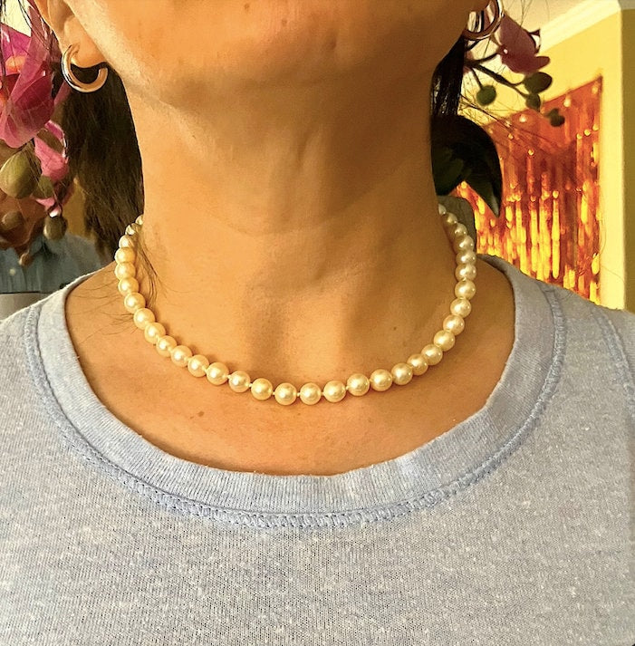 Pearl Necklace Cultured Mikimoto Natural Ocean Pearls 7.5-8mm