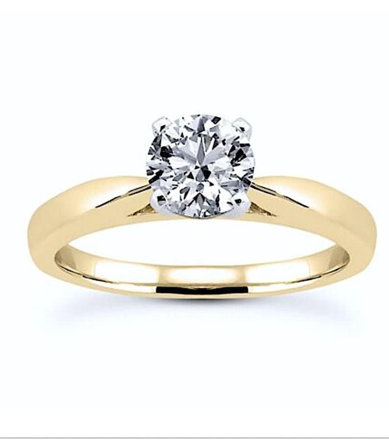 GIA 18kt 0.50ct Round Diamond Engagement Ring Yellow Gold Genuine Diamond Solitaire GIA certificate