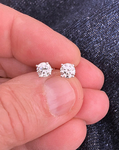 Platinum Diamonds 1.34ct G VS Round Cut Diamond Studs Earrings platinum Screw Backs Lab created Diamonds
