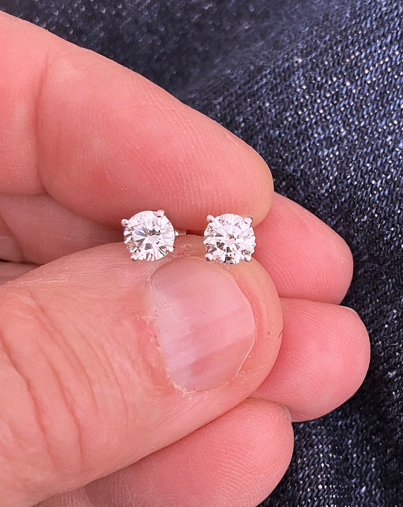 Platinum Diamonds 1.39ct G VS Round Cut Diamond Studs Earrings Screw Backs