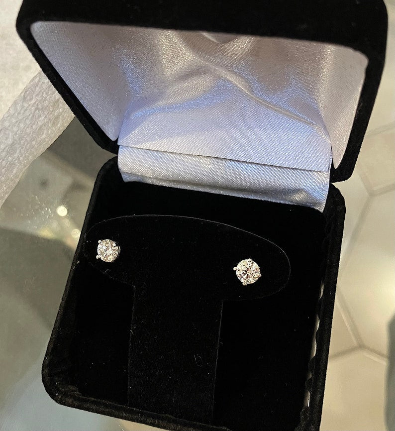 1.53ct 18kt Diamonds Studs G VS Round Cut Diamond Studs Earrings Screw Backs 18kt White Gold