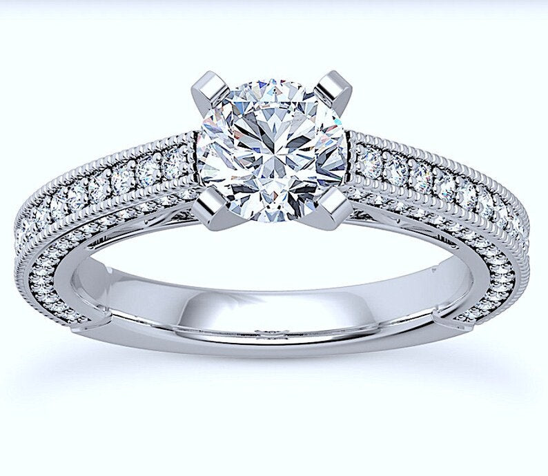 GIA 18kt 1.83ct Round Diamond Engagement Ring Genuine Diamond Solitaire 18kt White Gold Ring F VS2 GIA certified Diamond setting only