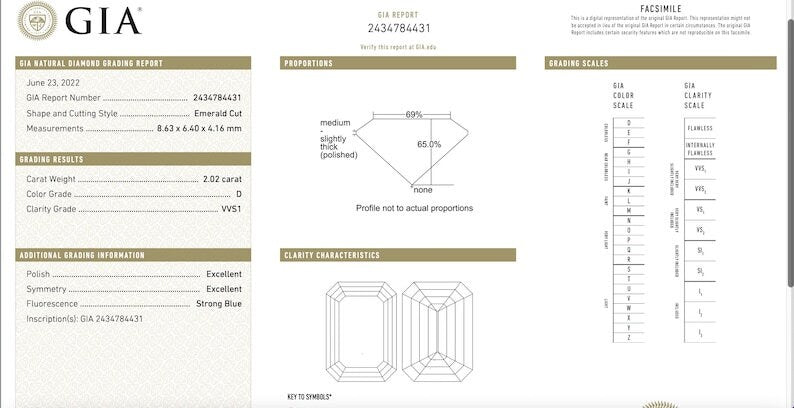 GIA 2.02ct D VVS1 Emerald cut Diamond for Engagement Ring Loose Genuine Diamond Solitaire Loose Diamond GIA certified