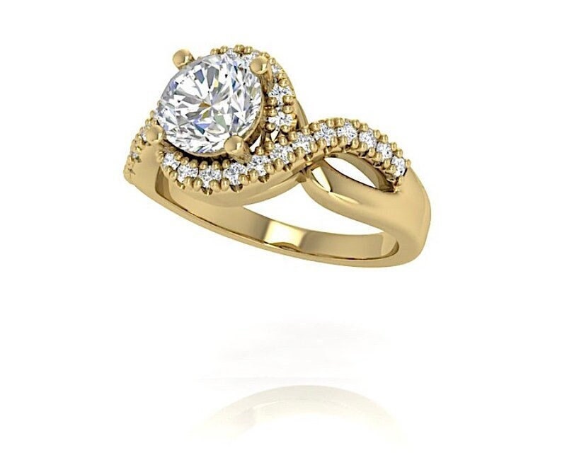 Engagement Ring Genuine Diamond Solitaire Diamond GIA certified Halo Diamonds 18kt Gold Diamond Setting only