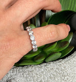 4.06ct White Gold 18kt Ring Round cut Diamond Eternity ring Genuine Diamonds Size 6 1/4ct each Diamond