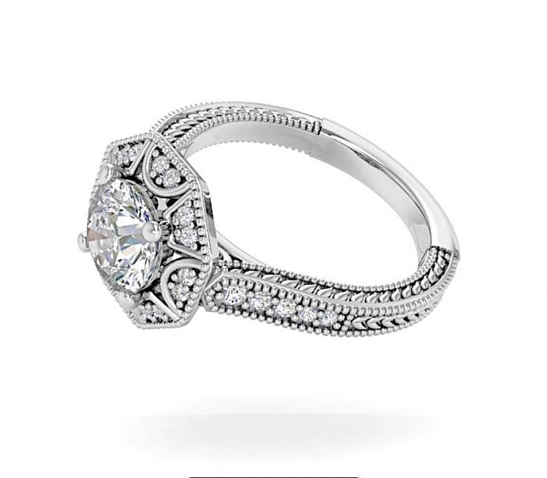 GIA 18kt 2.33ct E SI1 Round Diamond Engagement Ring Genuine Diamond Solitaire 18kt White Gold Ring E SI1 Diamond Setting Only halo