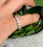 White Gold 14kt Ring 3.90ct Round cut Diamond Eternity ring Genuine Diamonds Size 5 1/4ct each diamond