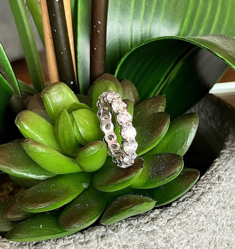 Platinum Ring 4.22ct cut Diamond Eternity Wedding ring Genuine Diamonds Size 7 Engagement gift