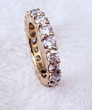 3.74ct 18kt Yellow Gold Round cut Diamond Eternity ring Genuine Diamonds Size 7 1/5ct each