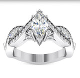 GIA 18kt 1.80ct Marquise Diamond Engagement Ring Genuine Diamond 18kt White Gold Ring cocktail halo