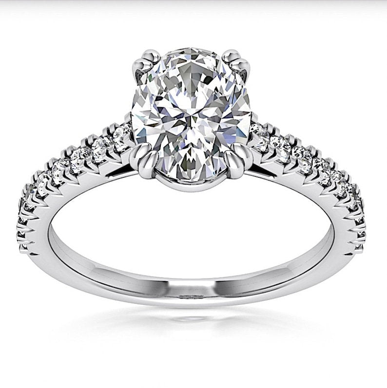 IGI 18kt 1.70ct Oval Diamond Engagement Ring Genuine Diamond Solitaire 18kt White Gold Ring D SI2