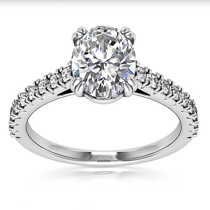 GIA 18kt 1.72ct Oval Diamond Engagement Ring Genuine Diamond Solitaire 18kt White Gold Ring