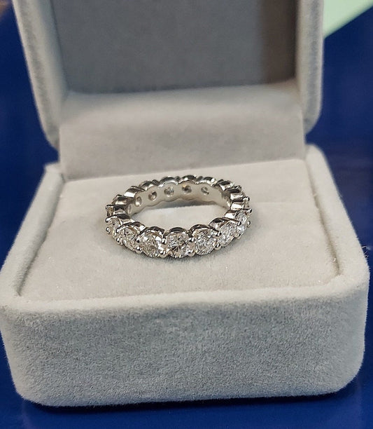 White Gold 14kt Ring 3.89ct Round cut Diamond Eternity ring Genuine Diamonds Size 6 1/4ct each diamond