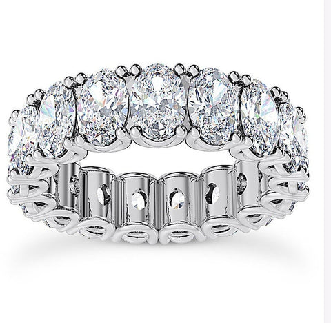 GIA 8.10ct Platinum Eternity G VS / SI Oval Diamonds Eternity Wedding Ring Band Each Size 7