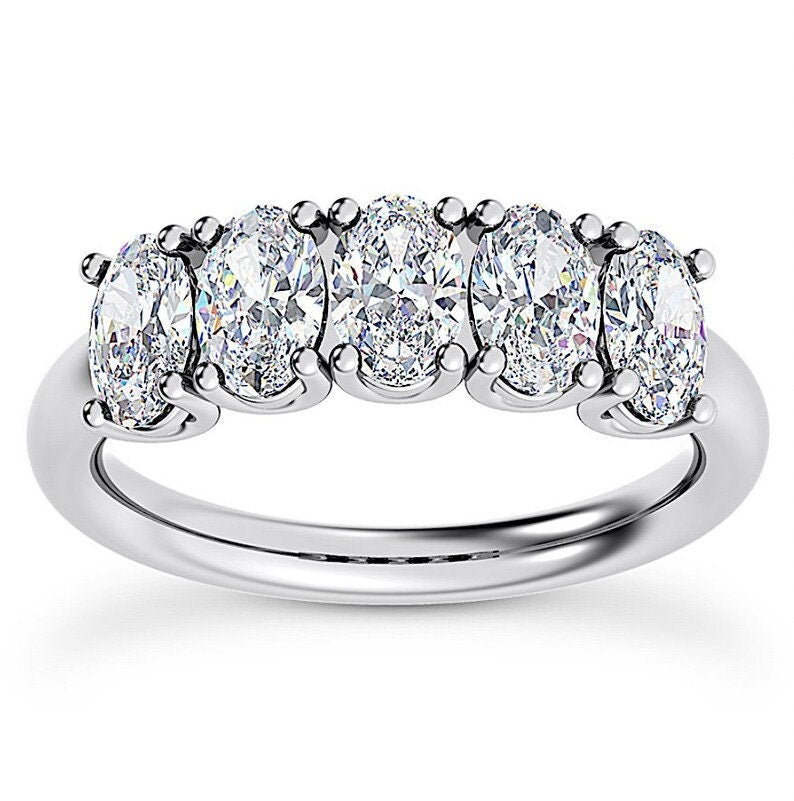 Platinum Ring 2.58ct Oval cut Diamond Wedding ring Genuine Diamonds Size 7 Diamond Band Platinum