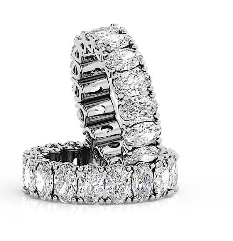 GIA 7.10ct Platinum Eternity G VS / SI Emerald cut Diamonds Eternity Wedding Ring Band Each Size 7