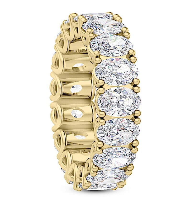 GIA 8.12ct Eternity G VS / SI Oval Diamonds Eternity Wedding Ring Band Each Size 7 18kt Yellow Gold