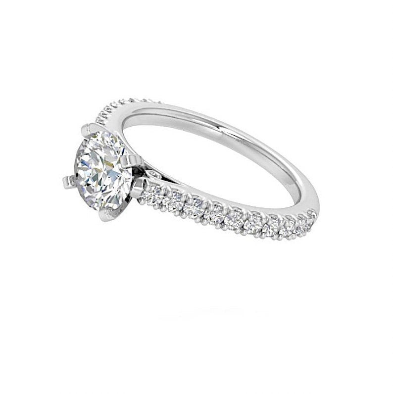 18kt 3.27ct Round Diamond Engagement Ring Genuine Diamond Solitaire 18kt White Gold Ring