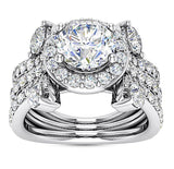 14kt 2.82ct Round Diamond Engagement Ring Genuine Diamond Solitaire G VS2 14kt White or Yellow Gold Diamond Halo Lab Created Diamond