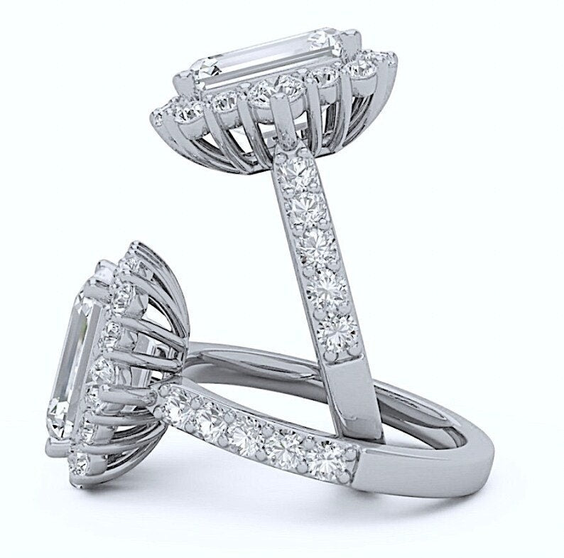 GIA 18kt 2.87ct Emerald cut Diamond Engagement Ring Genuine Diamond Solitaire 18kt White Gold Ring D VS2 Over 800,000 GIA Diamonds