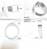 Mens Ring 1.00ct Princess cut Diamond 14kt White Gold Size 11.5