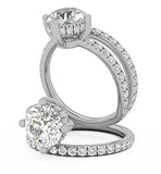 Engagement Ring Genuine Diamond Solitaire Halo Diamond Platinum Setting Only cocktail halo