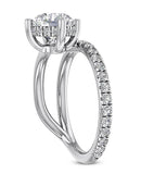 Engagement Ring Genuine Diamond Solitaire Halo Diamond Platinum Setting Only cocktail halo