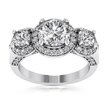 GIA Platinum 1.39ct Round Diamond Engagement Ring Genuine Diamond Solitaire 3 Stone Ring GIA certified