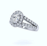 14kt 1.80ct Oval Diamond Engagement Ring Genuine Diamond Halo 14kt White Gold Ring G VS2