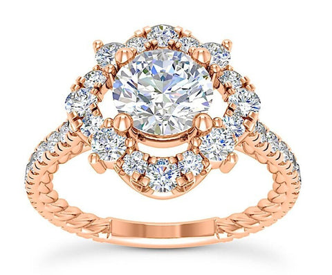 Genuine Diamond Halo Engagement Ring Setting Only