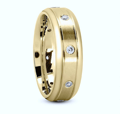 14kt 0.25ct Diamond Wedding Band Ring Mens Ring or 18kt Yellow Gold
