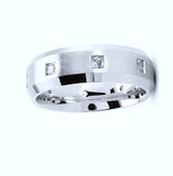 Platinum 0.29ct Princess cut Diamond Wedding Band Ring Mens Ring 6mm wide heavy Ring 18 grams
