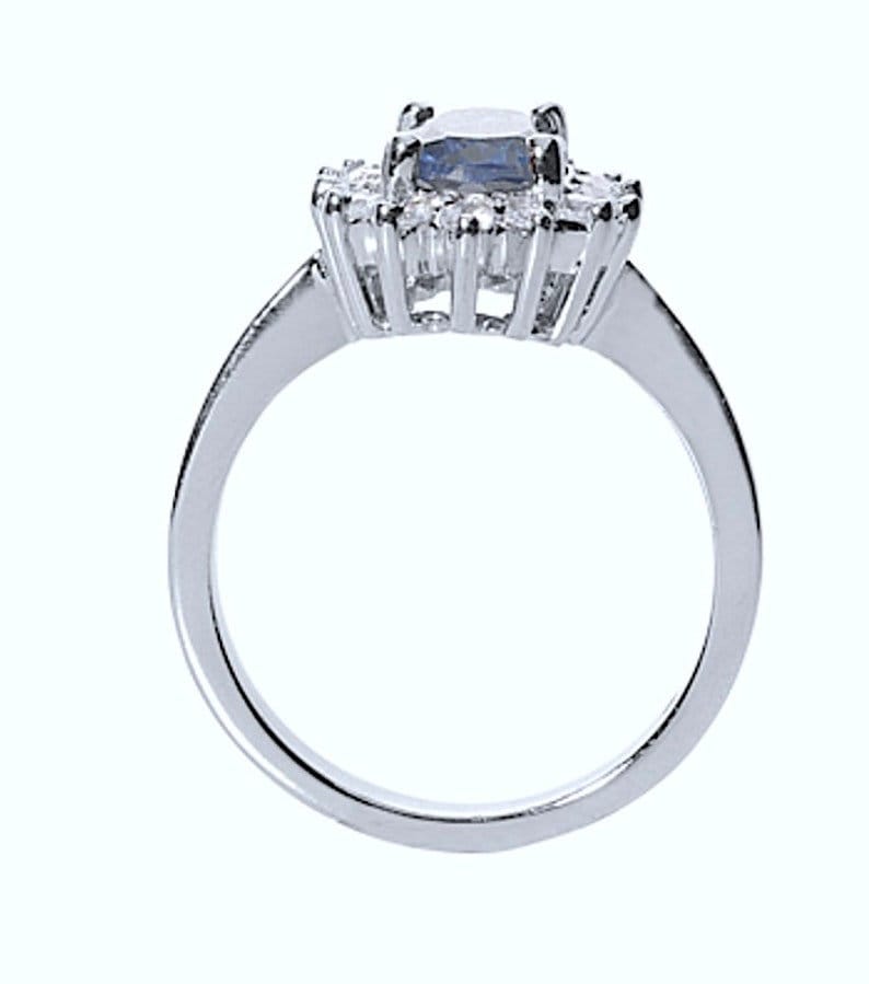 14kt 2.54ct Sapphire Diamond Ring Genuine Blue Sapphire 14kt White Gold Diamond Halo