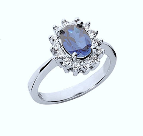 14kt 2.54ct Sapphire Diamond Ring Genuine Blue Sapphire 14kt White Gold Diamond Halo