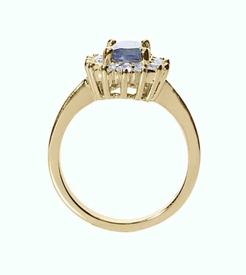 14kt 1.86ct Sapphire Diamond Ring Genuine Blue Sapphire 14kt White Yellow Gold Diamond Halo