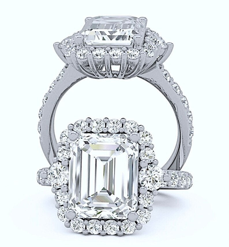 18kt 2.37ct Emerald cut Diamond Engagement Ring Genuine Diamond Solitaire 18kt White Gold Ring G VS2 Over 800,000 Diamonds Lab Created